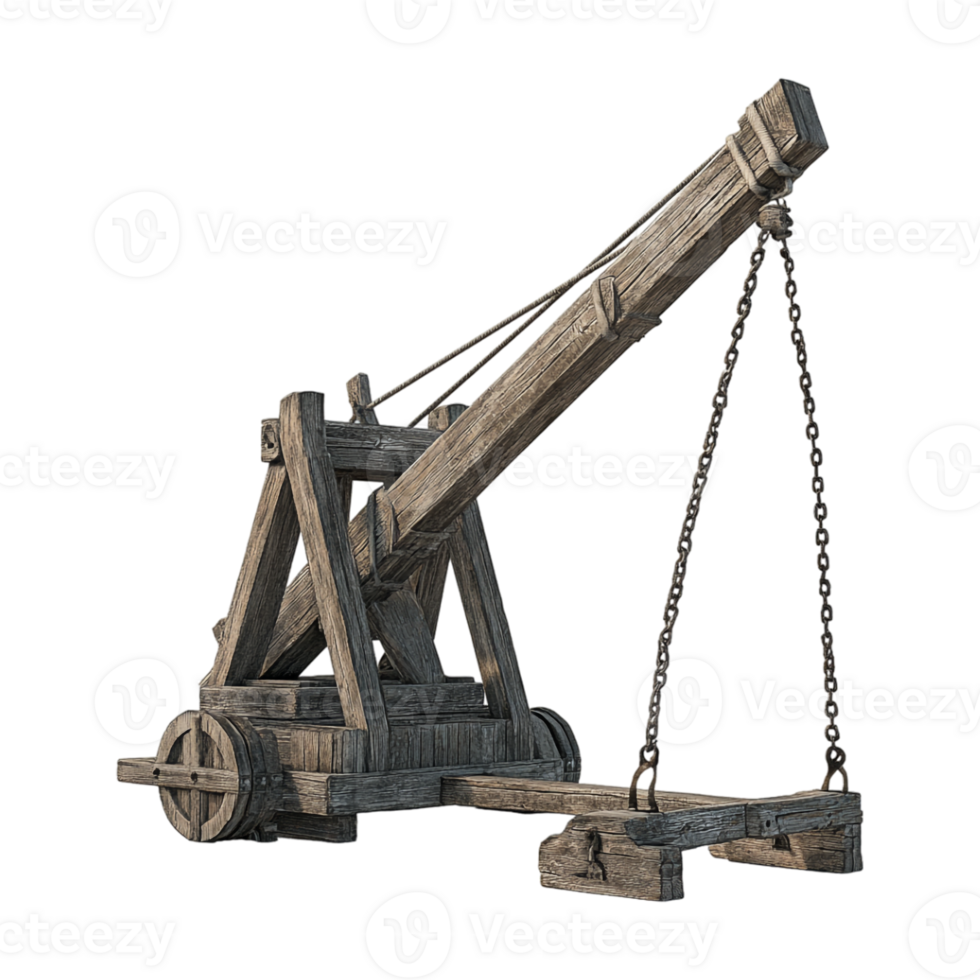 Ancient Wooden Crane on Transparent Background png