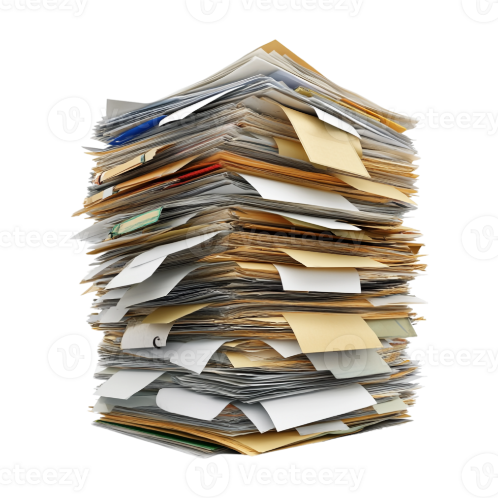 Stack of Document Files on Transparent Background png