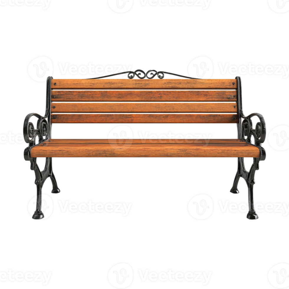 Public Sitting Bench in Park on Transparent Background png