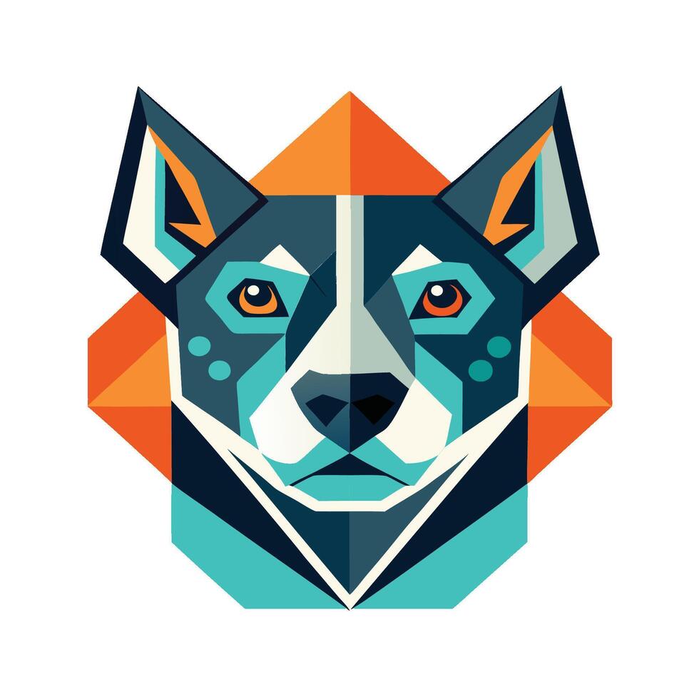 Geometric Dog Face Print Tee vector