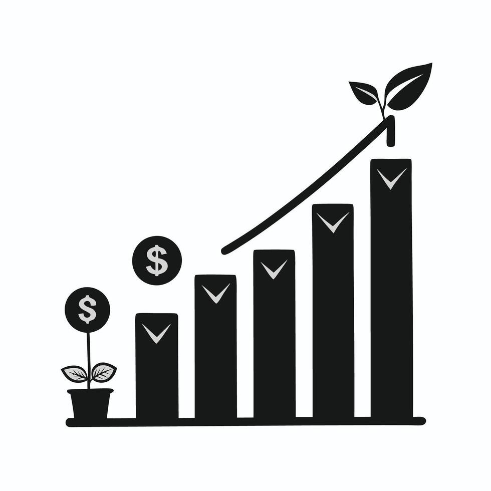 Chart Depicting Financial Growth and Increase Trends Over Time vector
