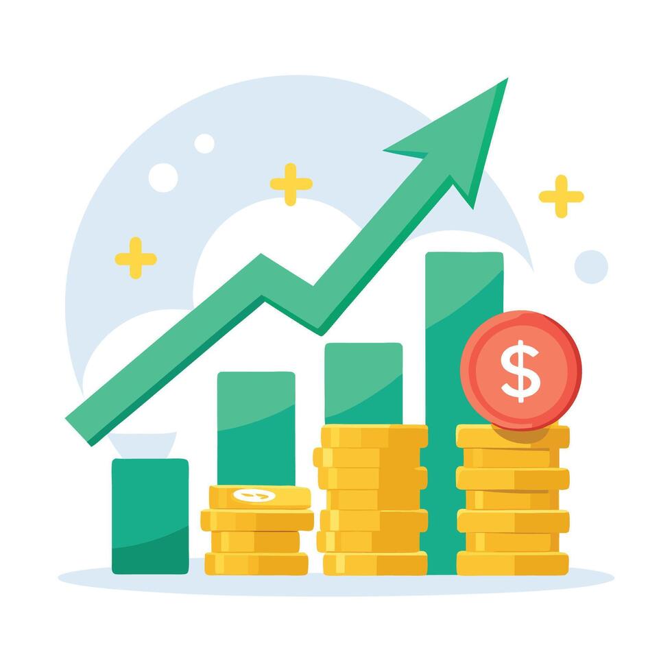 Financial Growth and Increase Trend Chart- Market Analysis Visual vector