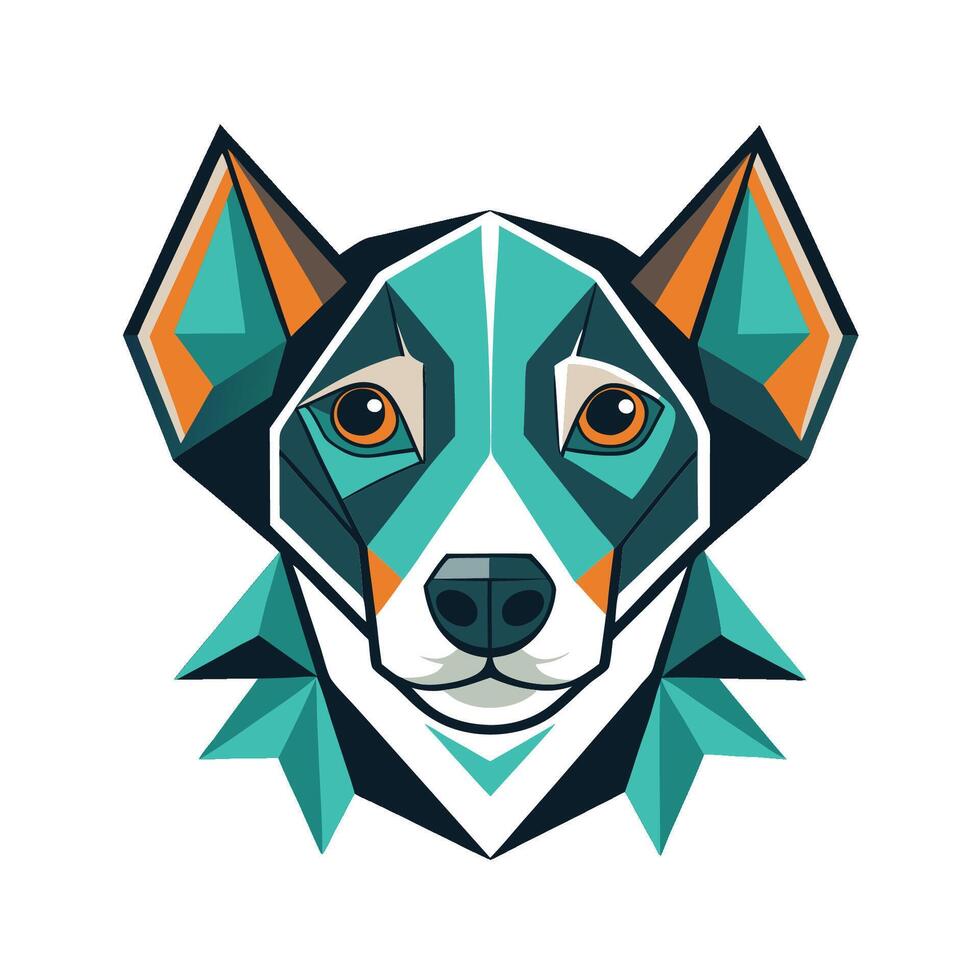 Bold Geometric Dog Face Tee vector
