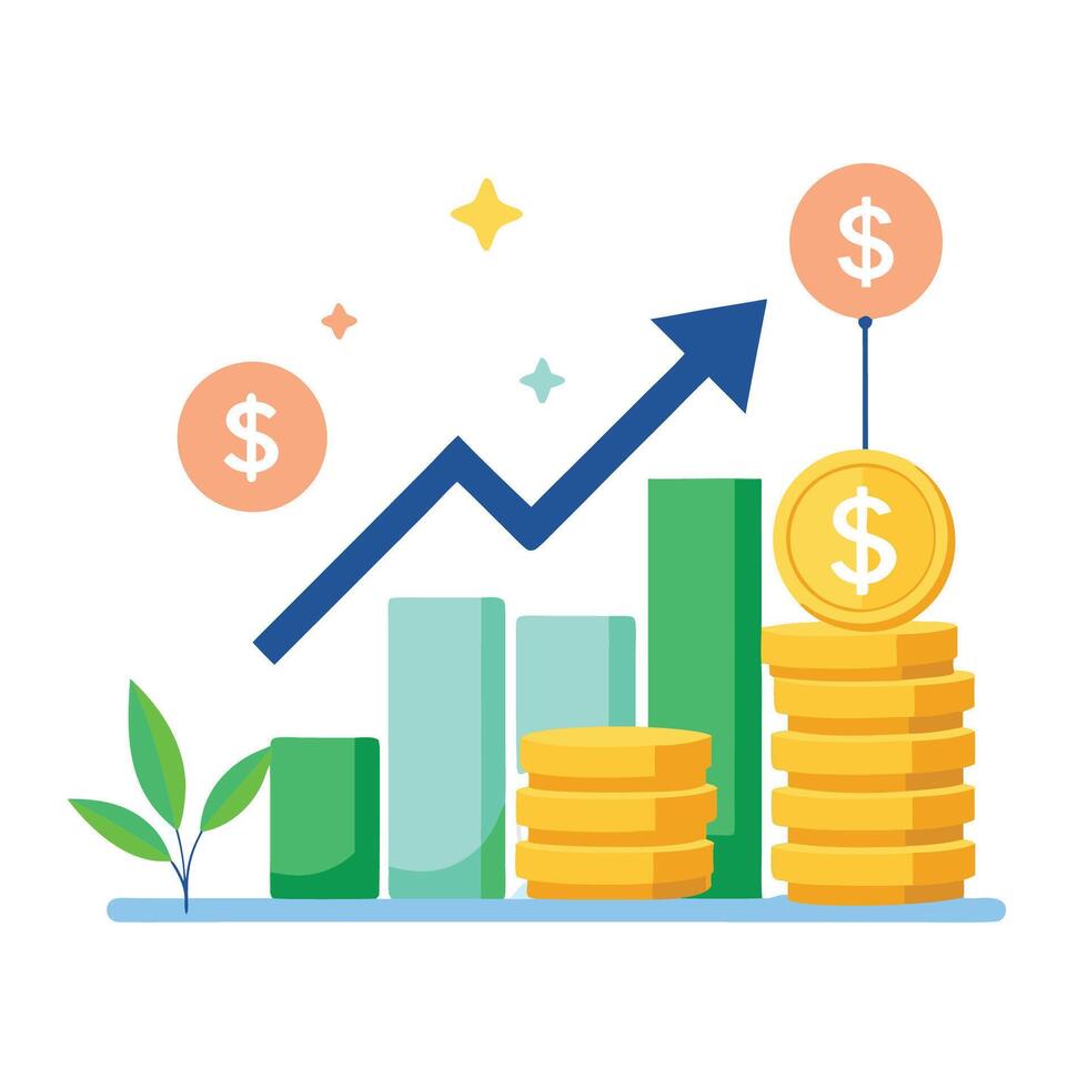 Financial Growth Chart Showing Increase in Economic Trends vector