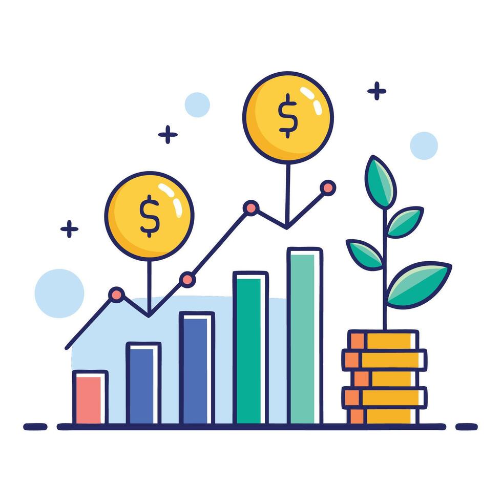 Financial Growth Trend Chart- Analyzing Market Increase vector