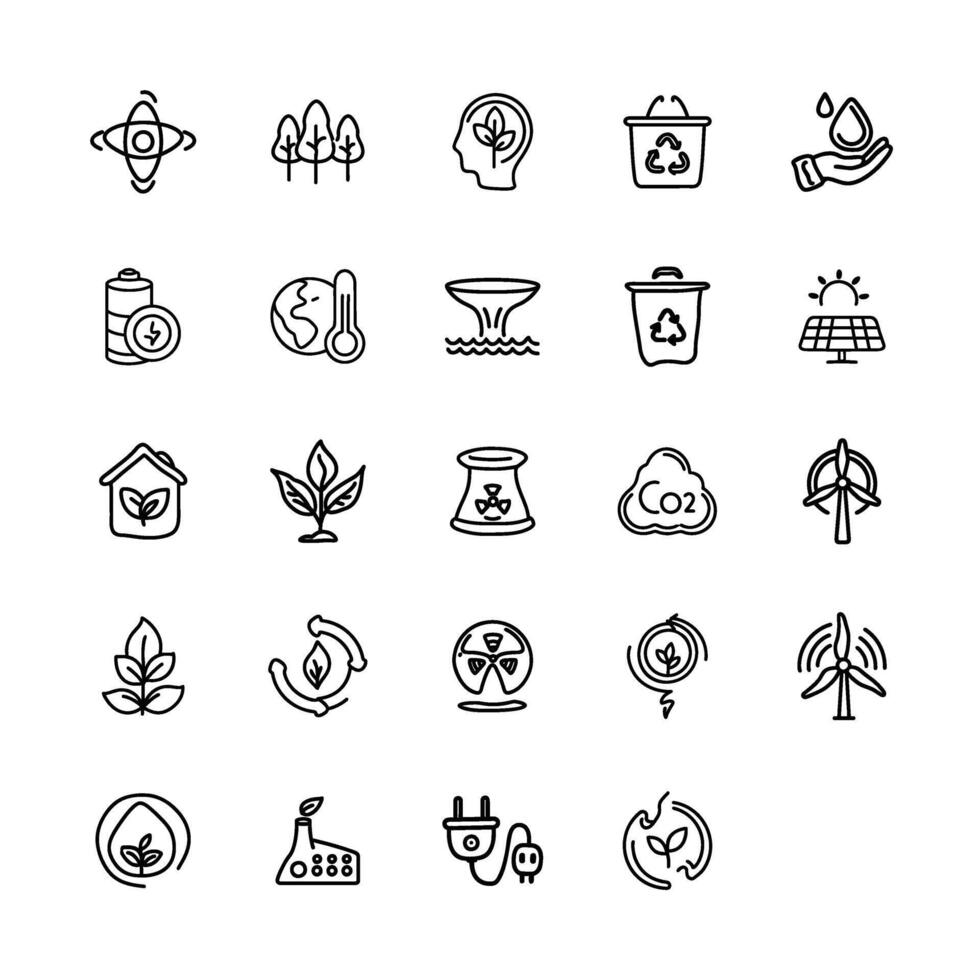 Clean Energy and Ecology Symbol Set vector