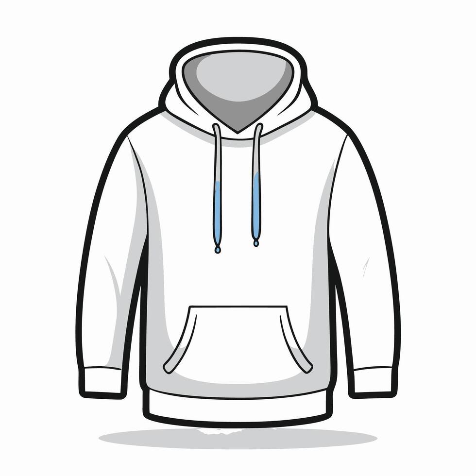 Hoodie Shape Outlined on White Canvas vector