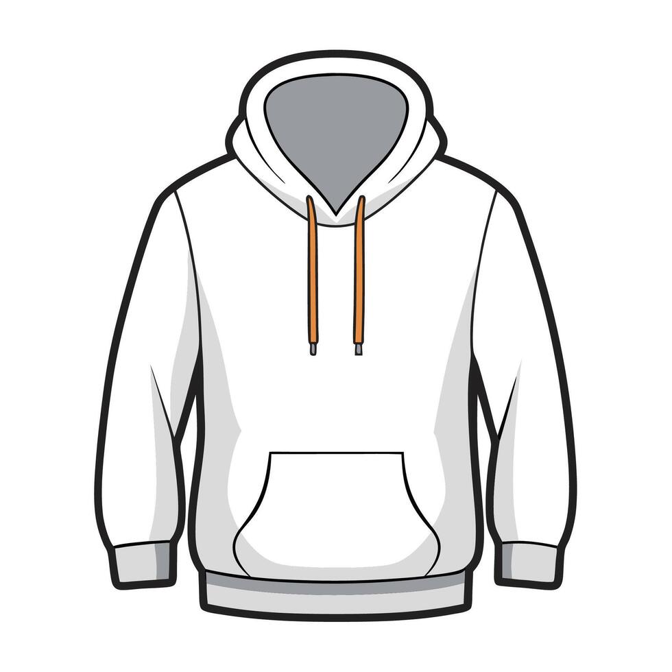 Hoodie Outline on White Canvas Background vector