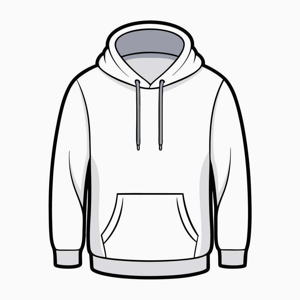 White Canvas with Hoodie Line Sketch vector