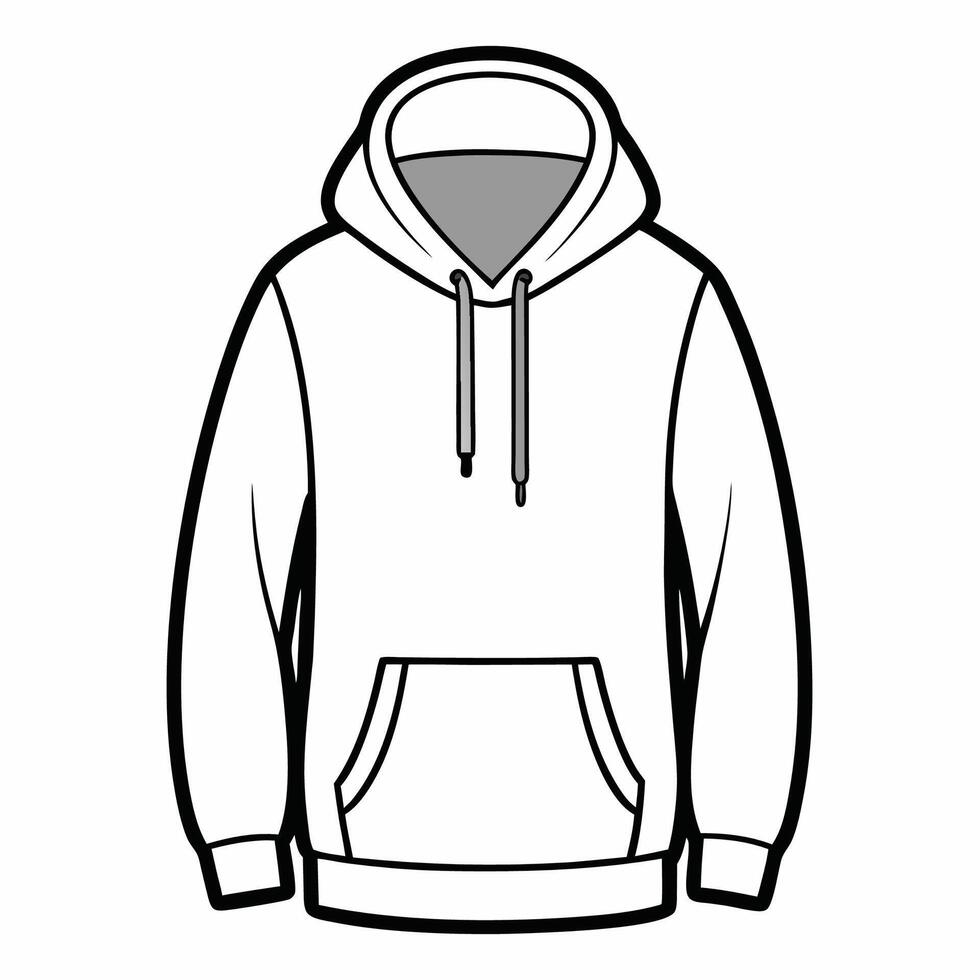 Hoodie Outline Art on Plain White Canvas vector