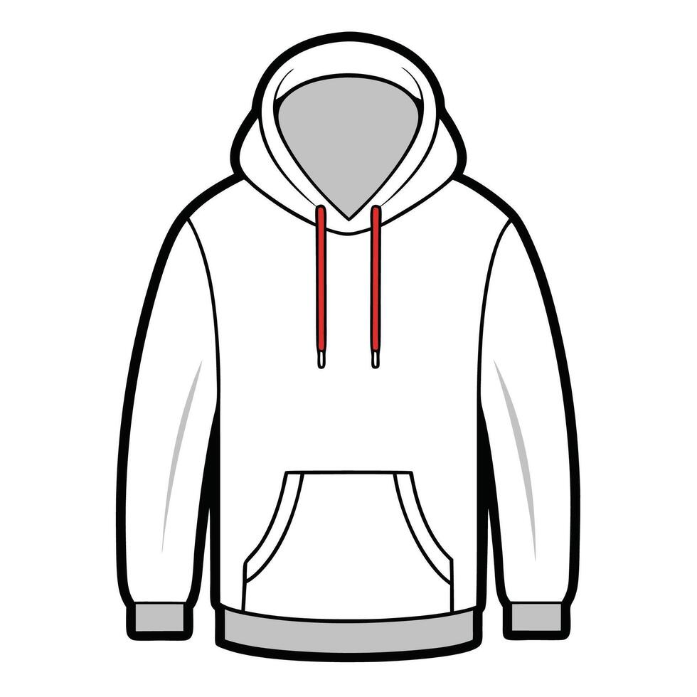 White Canvas with Hoodie Sketch Outline vector