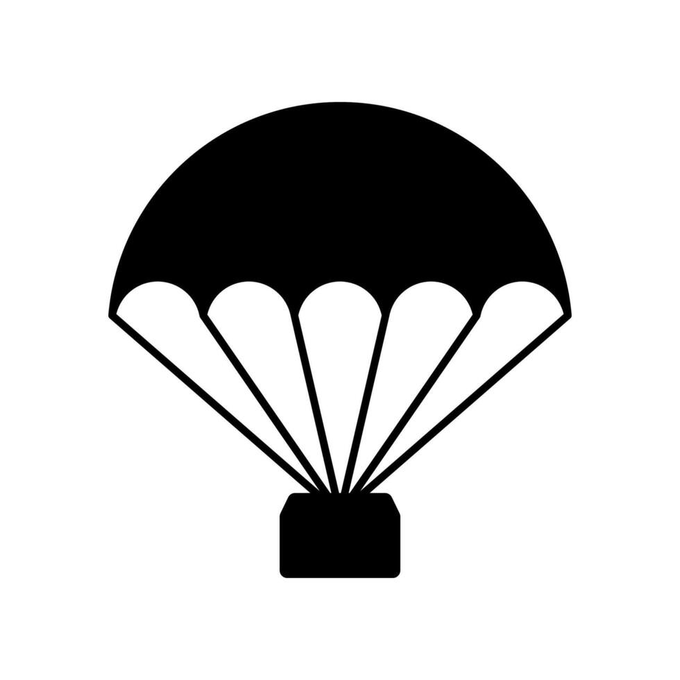 Parachute with box icon isolated on white background. vector