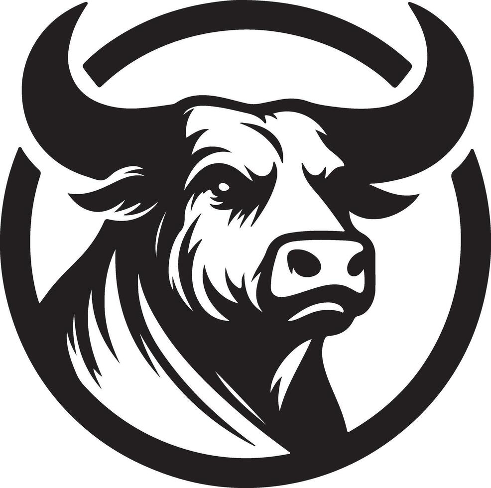 Creative bull head logo silhouette image on transparent background vector