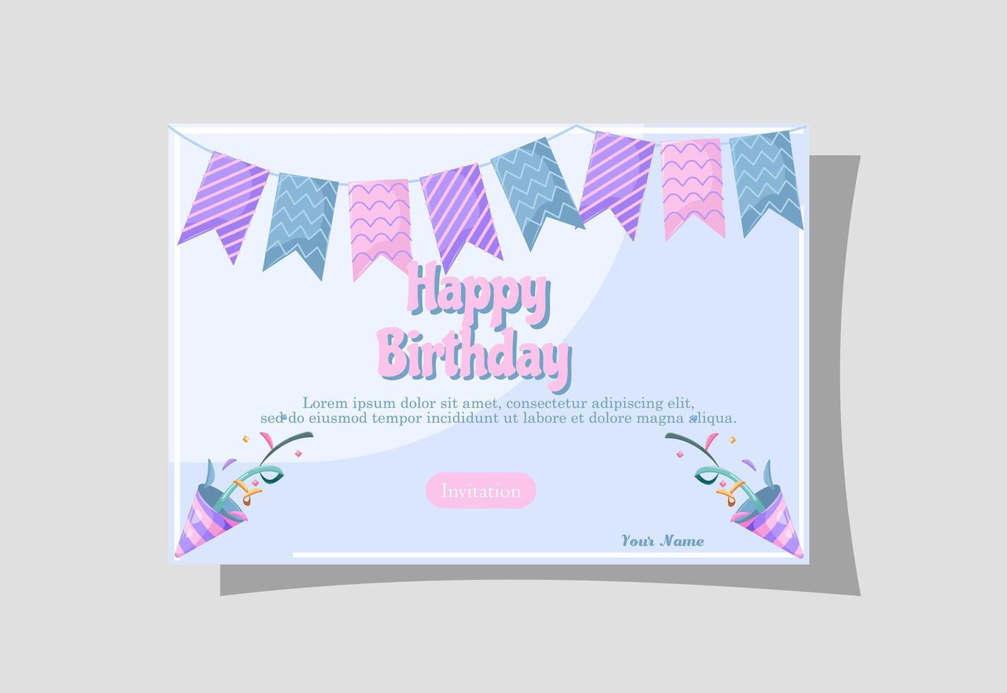 Flat illustration happy birthday card with copyspace area vector