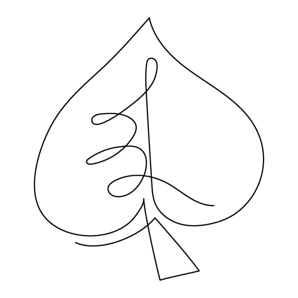 Leaf in one line art. Simple minimalist drawing of abstract spring foliage. Continuous drawing of tree part. Hand drawn element with editable stroke in autumn. vector