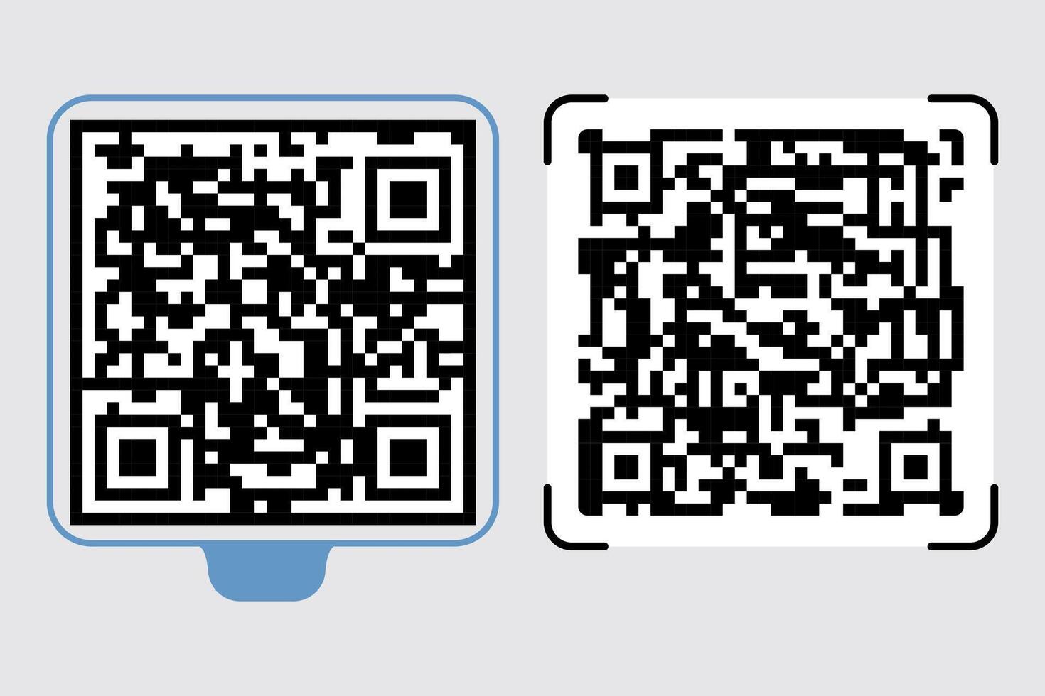 Black QR code icons isolated on white background. Realistic QR code for mobile app and website usage. vector