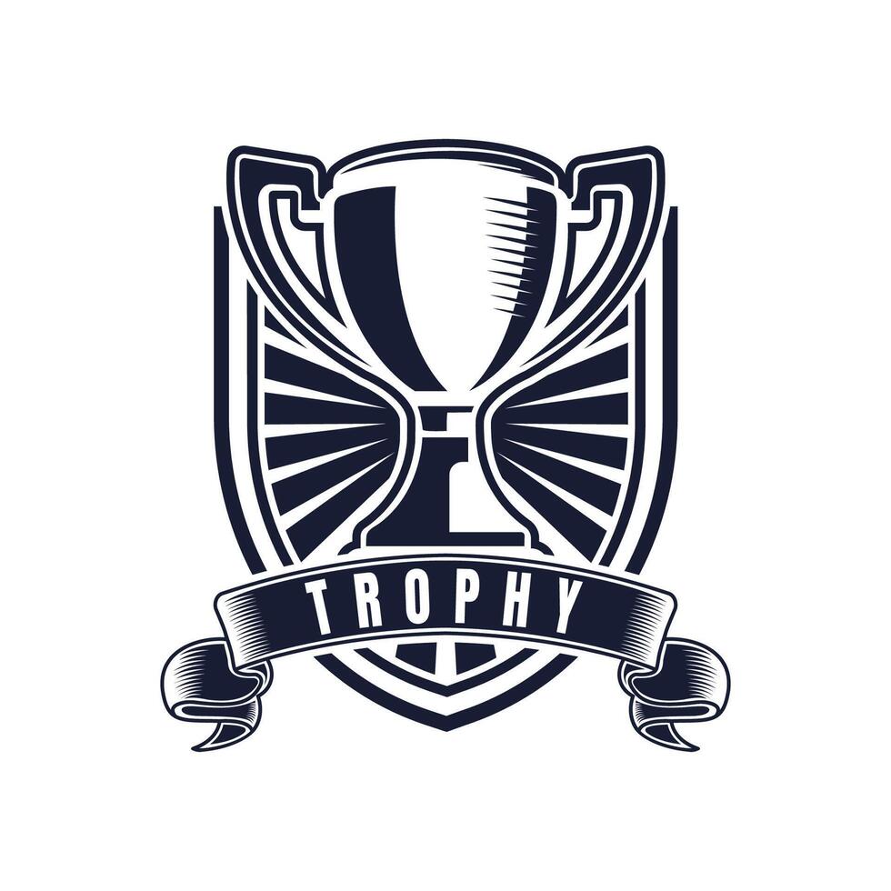 Trophy champion logo design template vector