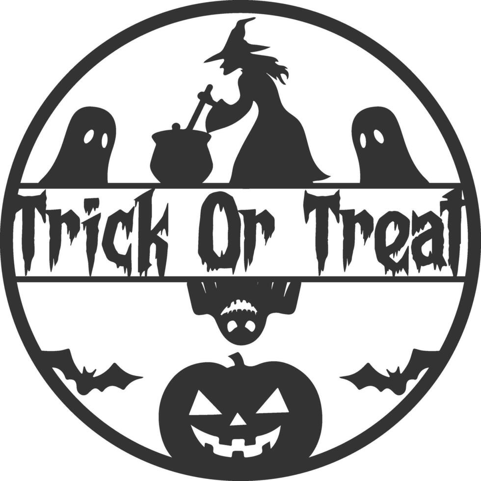 scary door sign halloween style laser cut design vector