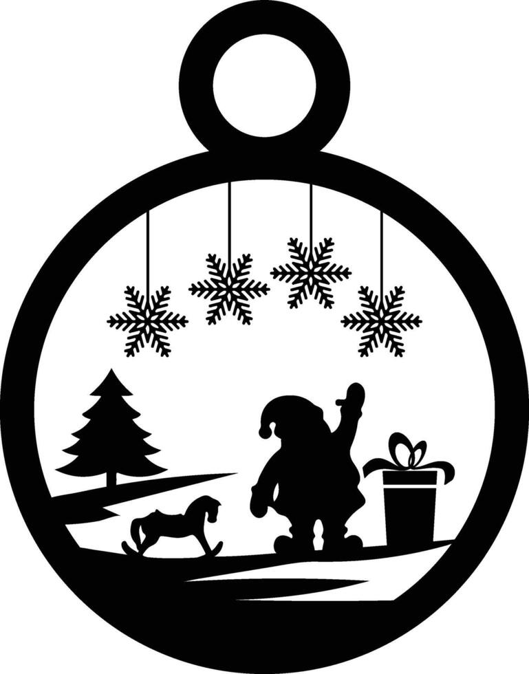 Santa claus in a christmas ball with snowflakes and dogs vector