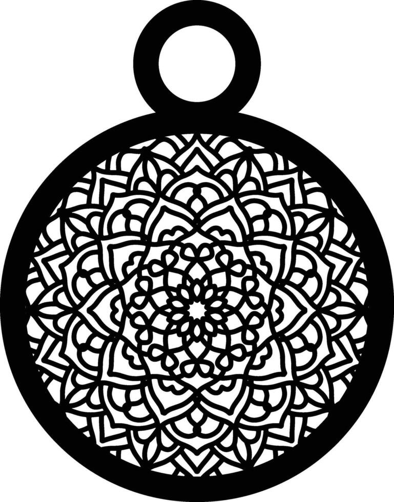 A black and white drawing of a circular design vector