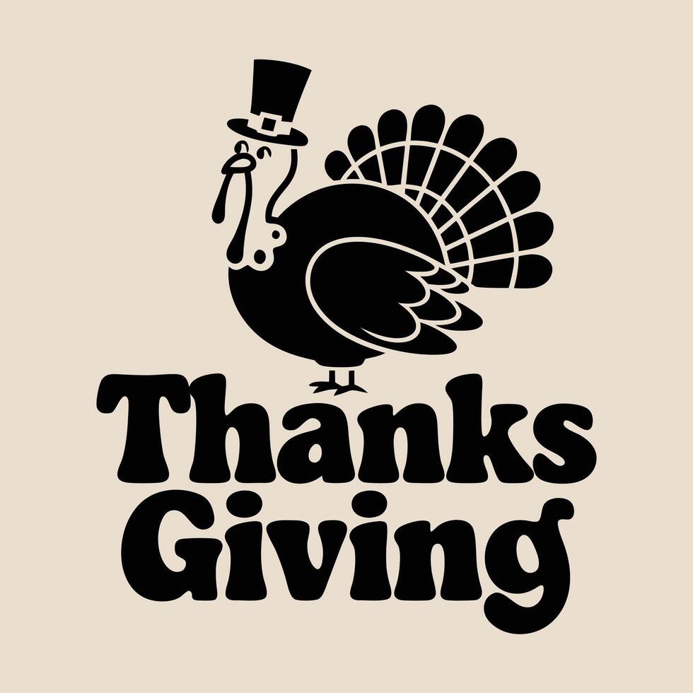 Thanksgiving logo with a turkey in a top hat vector