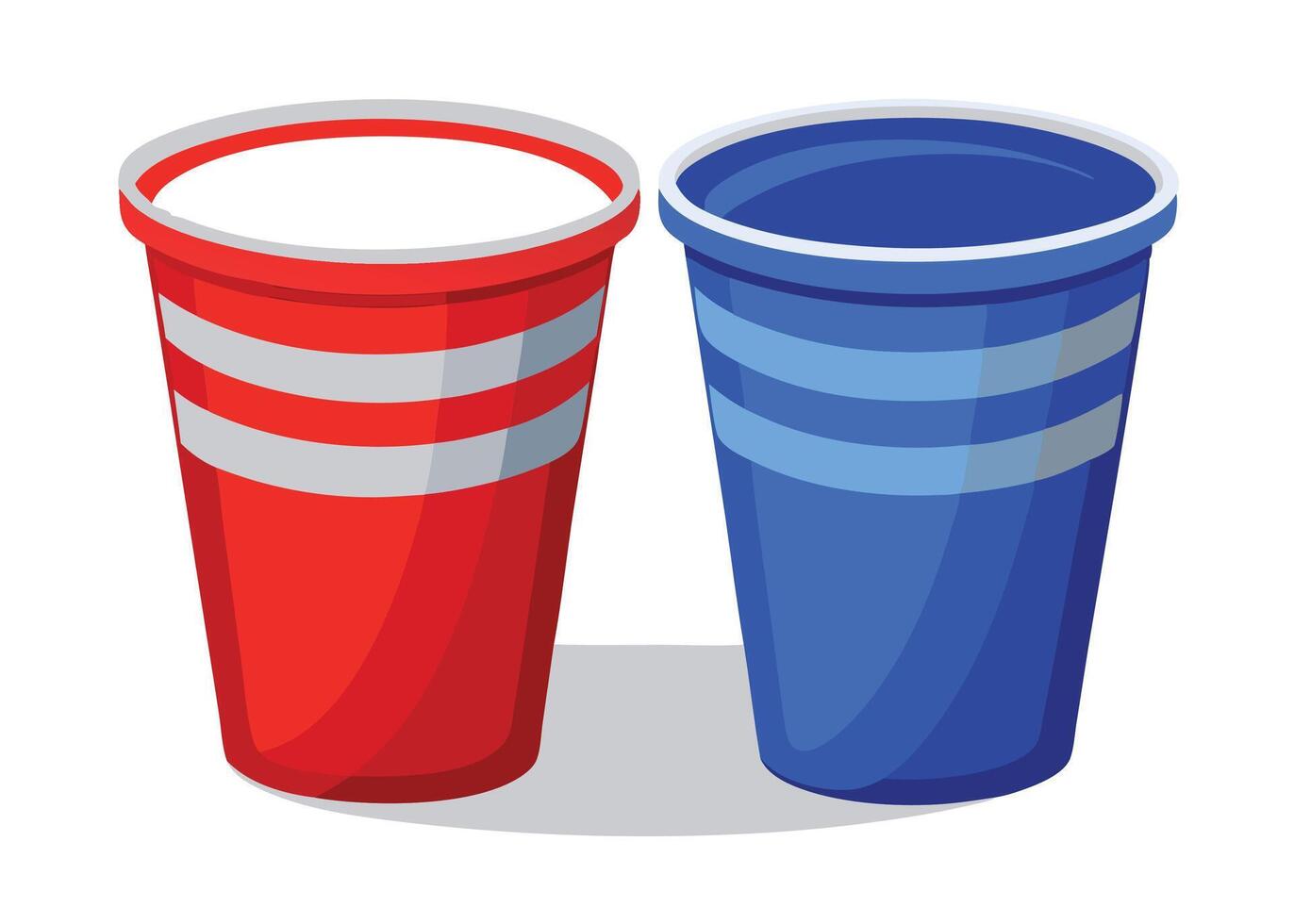 Two red and blue cups with white lids vector