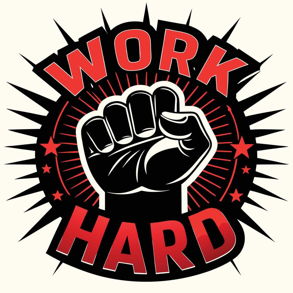 Work hard logo with fist vector