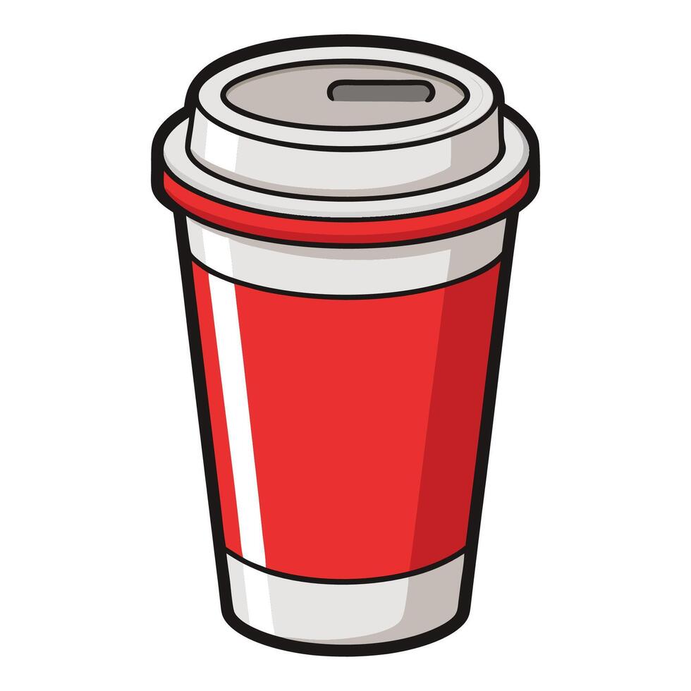 A red cup with a lid on a white background vector