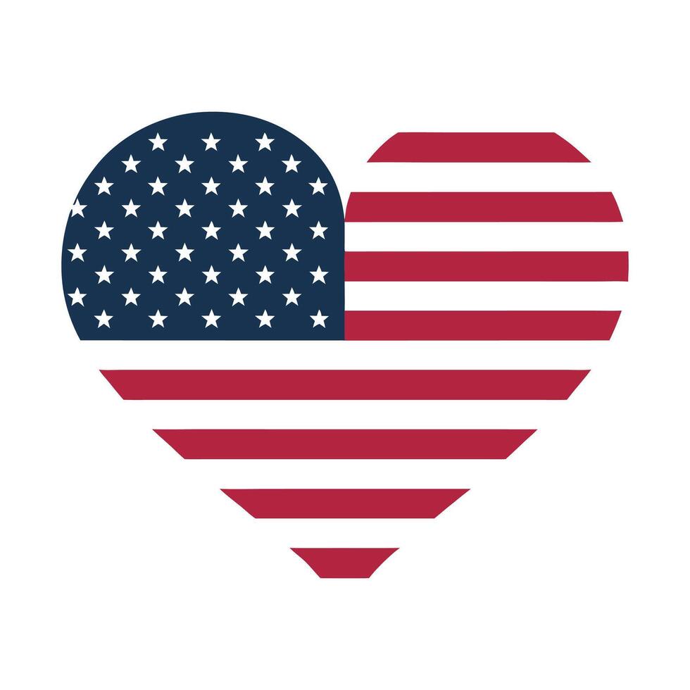 The american flag heart icon vector