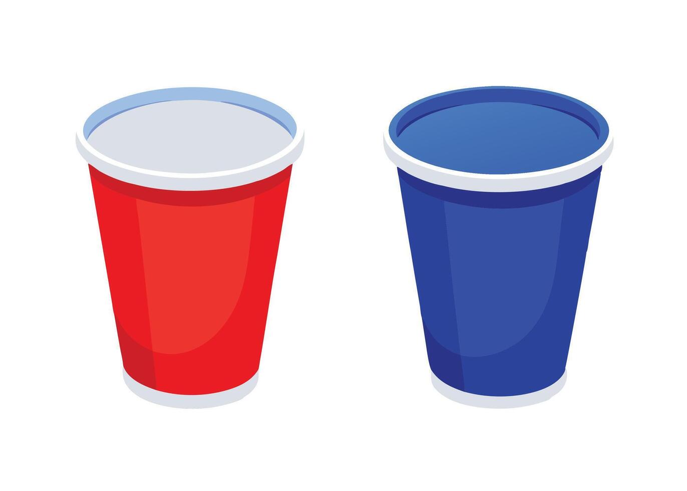 Two red and blue plastic cups on a white background vector