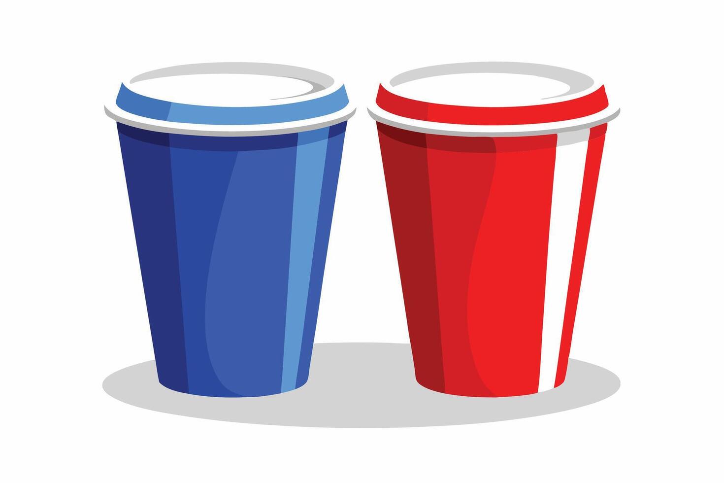 Two red and blue disposable cups on a white background vector
