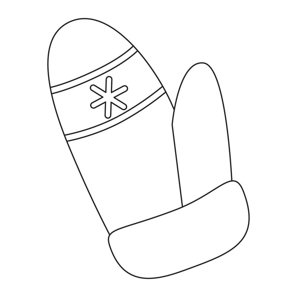 A coloring page with a mitten vector