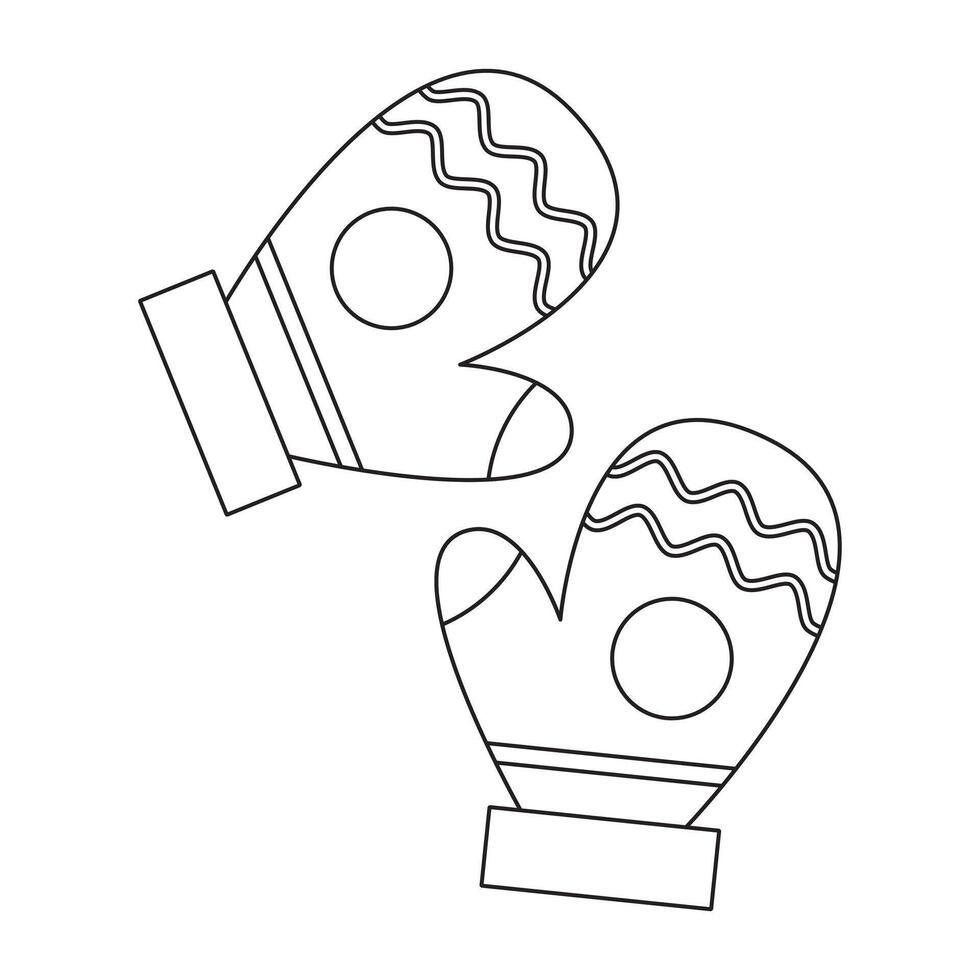 Two mittens are shown in this coloring page vector