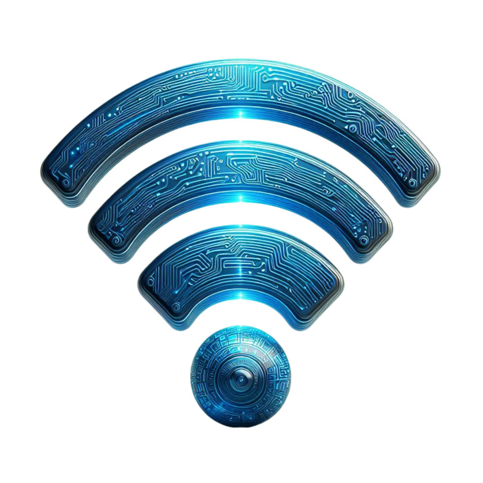 Wireless network technology with Wi-Fi sign, 3d rendering png