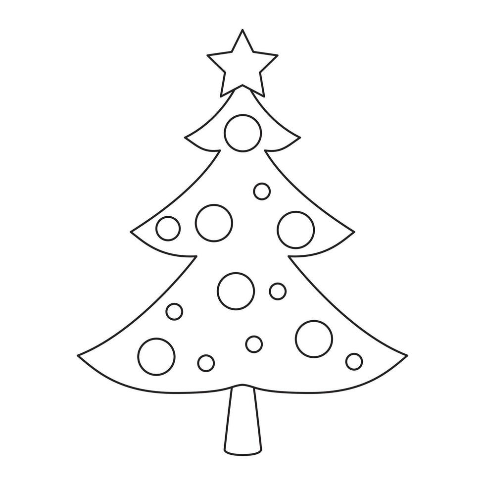 Christmas tree coloring pages vector