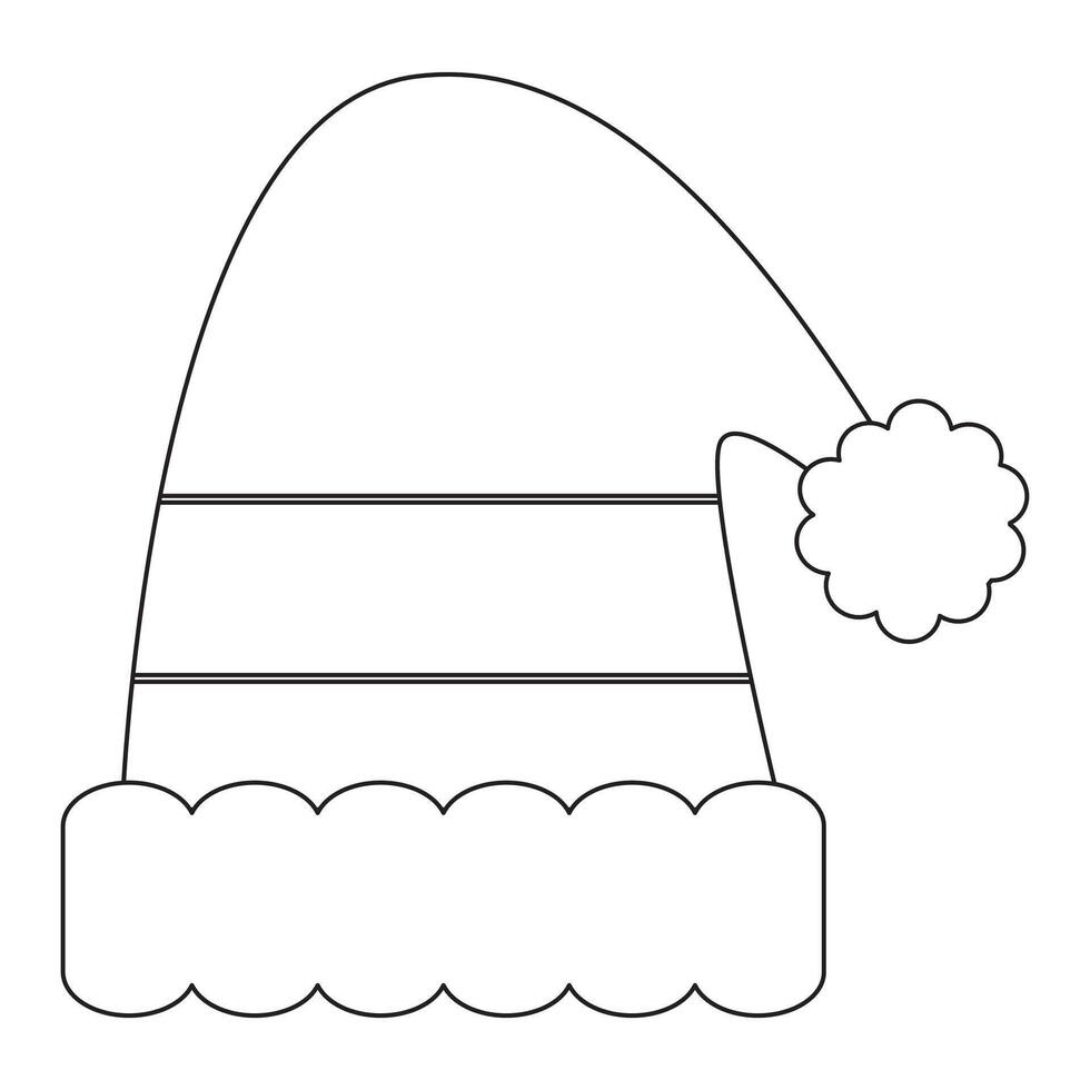 A santa hat coloring page vector