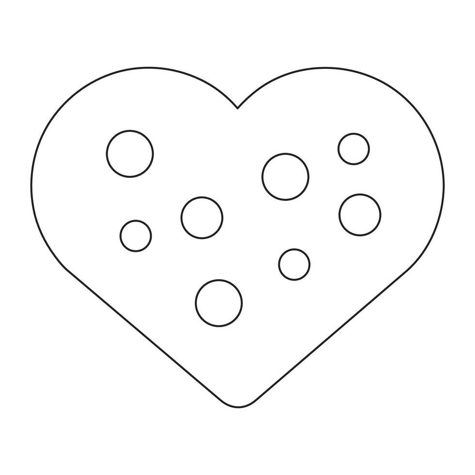 A heart shaped cookie with dots on it vector