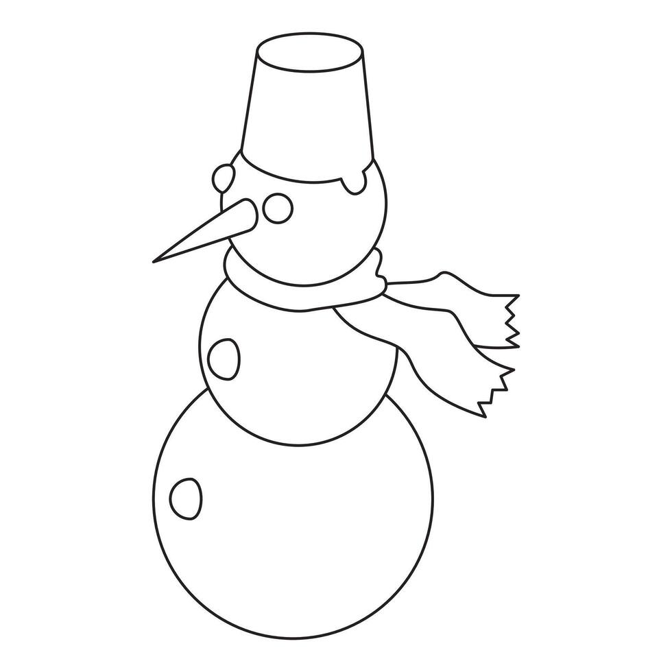 A snowman with a hat and scarf coloring page vector