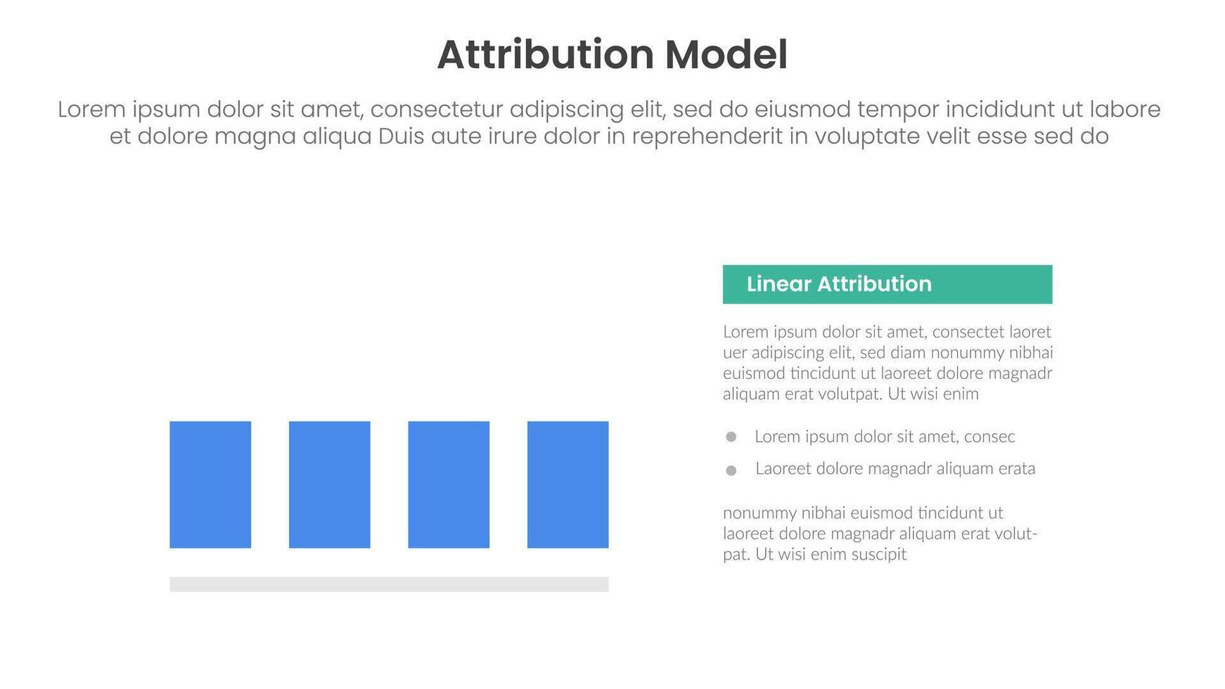 attribution model infographic template banner with linear click or touch type information for slide presentation vector