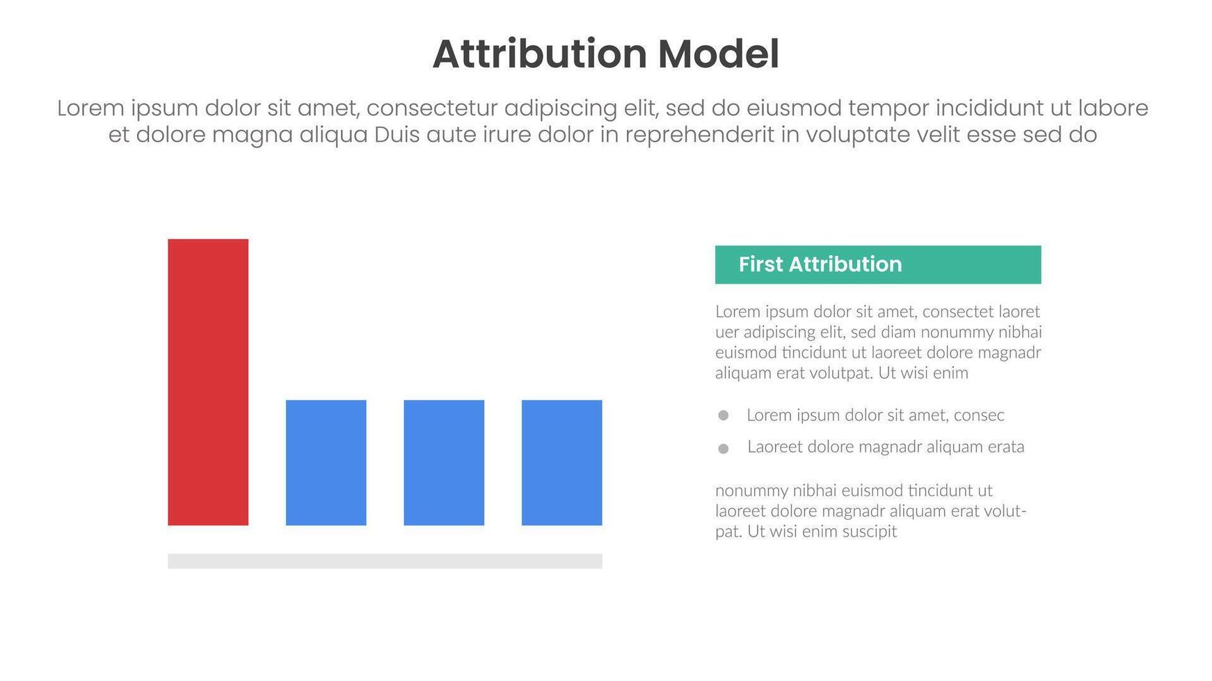 attribution model infographic template banner with first click or touch type information for slide presentation vector