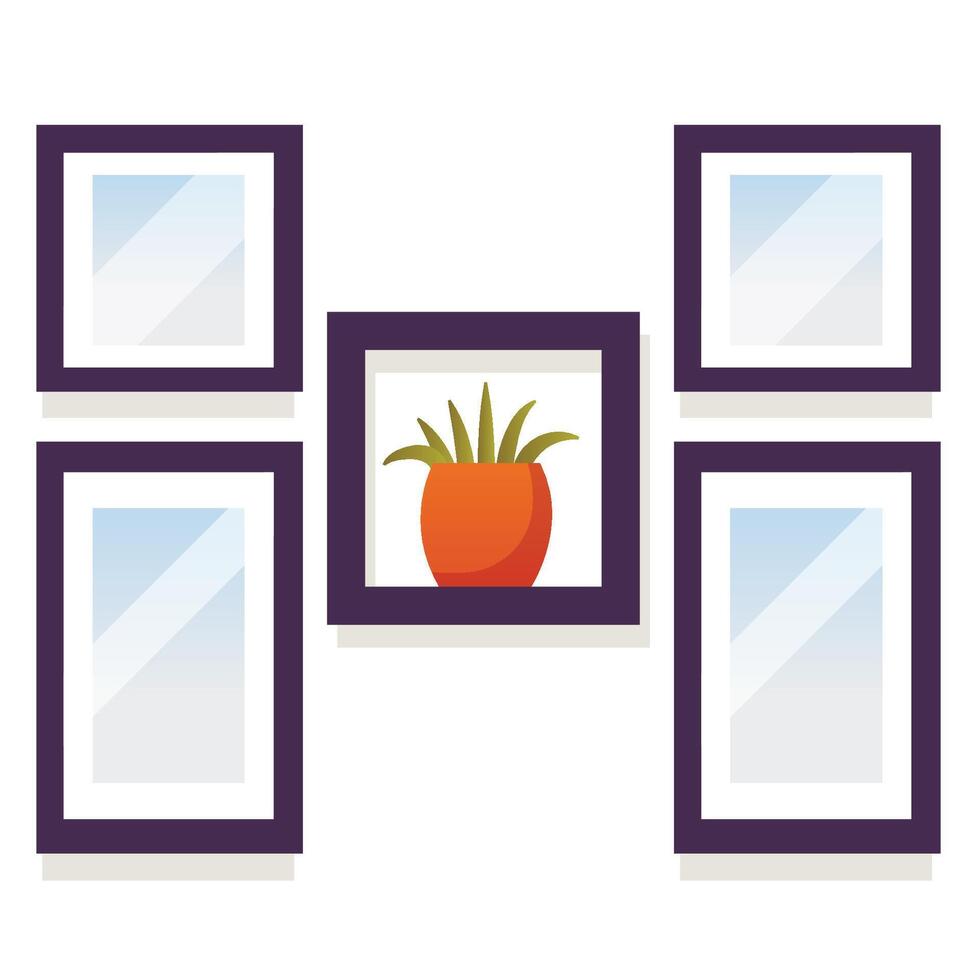 A potted plant in a frame with three frames vector