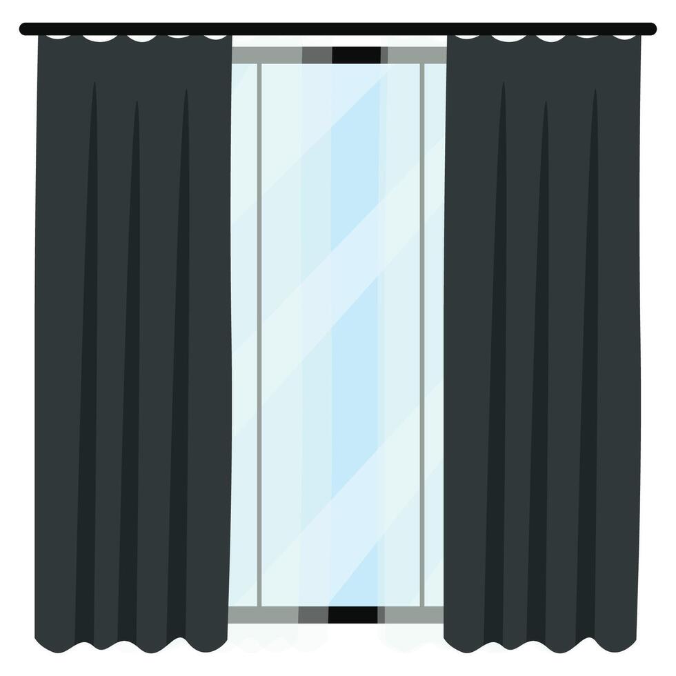 Black curtains with white window on a white background vector