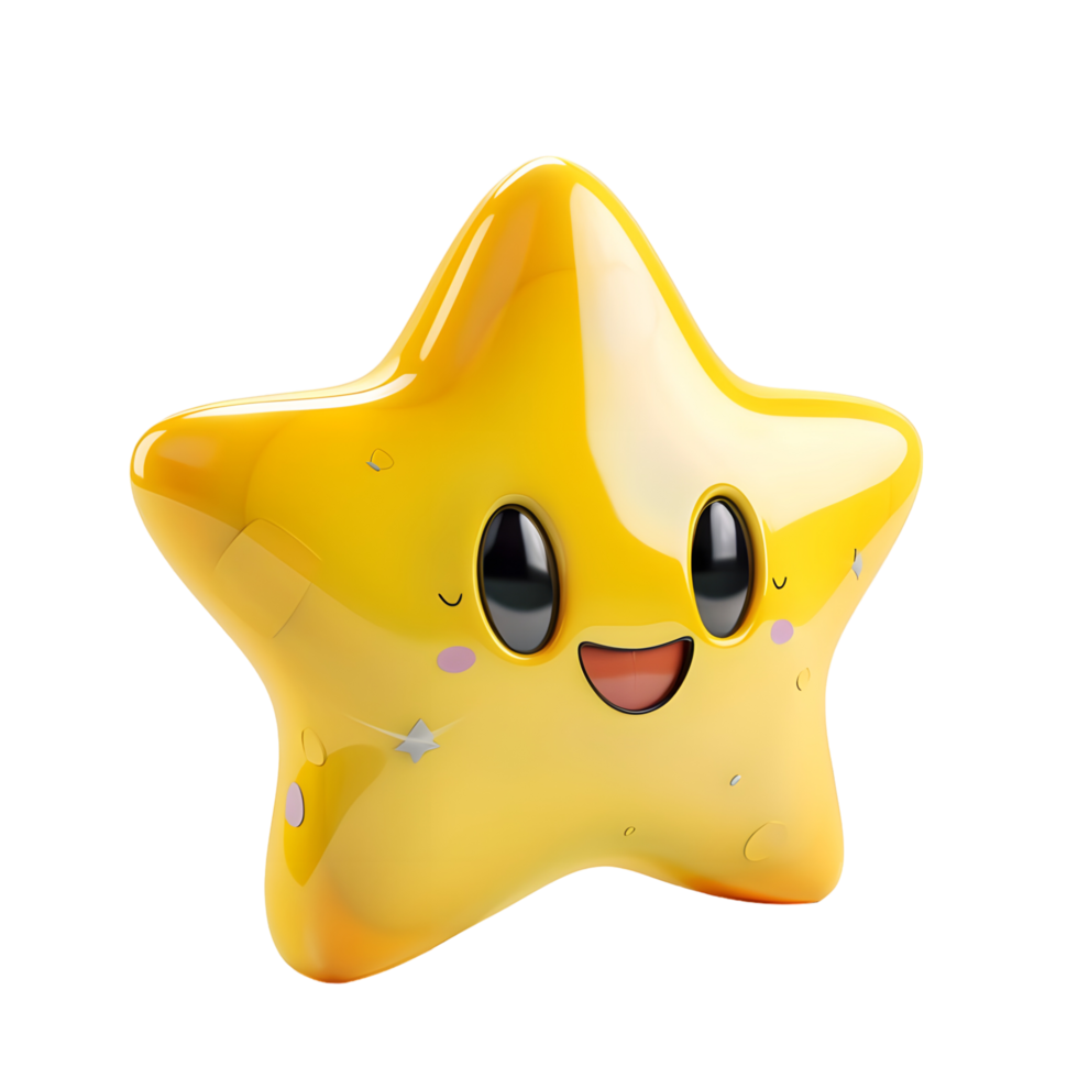 A 3d cute star smiling on transparent background png