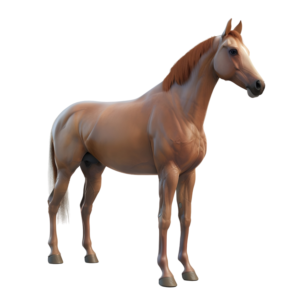 A 3d Close up horse on transparent background png