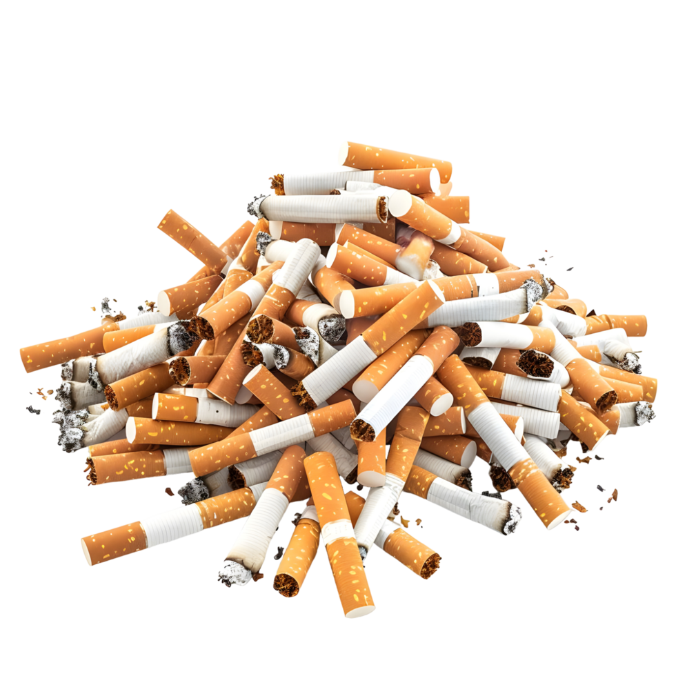 Huge amount of Broken cigarette on transparent background png