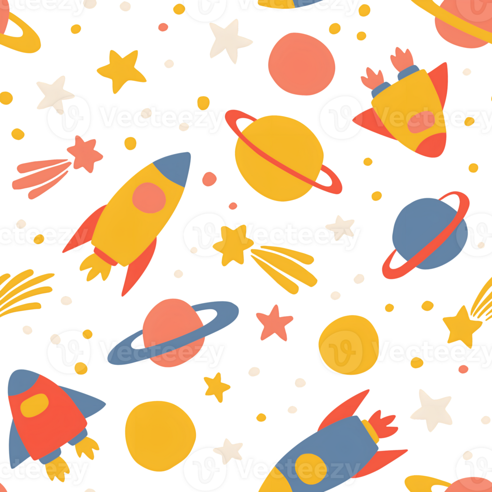 space background with rocket and planets png