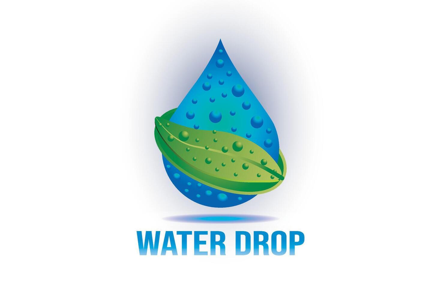 Water drop logo with bubbles. Environment icon. vector