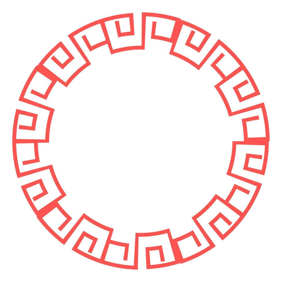Round frame with greek key meanders pattern illustration. vector