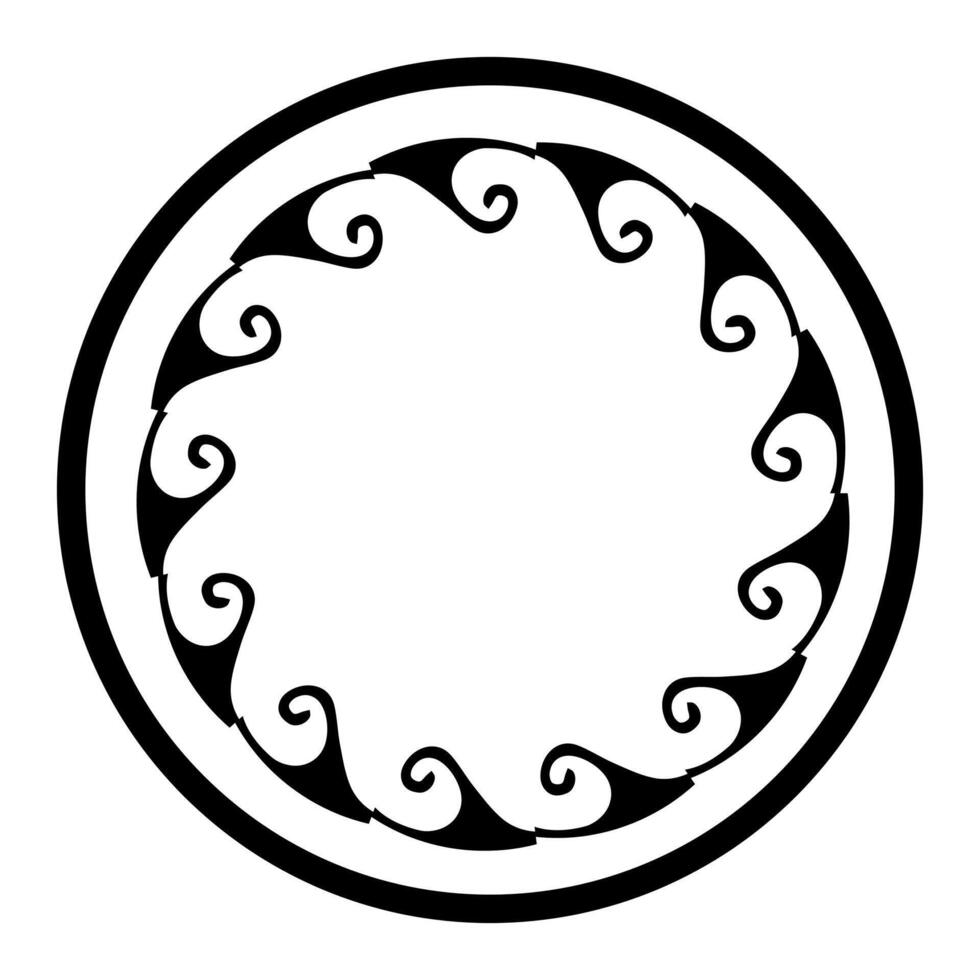 Black circular frame with greek pattern illustration vector