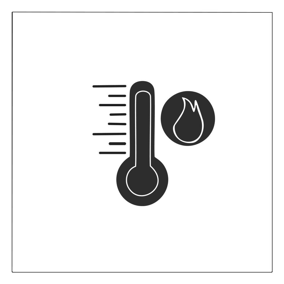 icon of thermometer with high temperature on a white background. vector